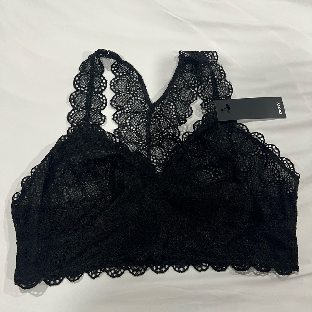 DKNY Elegant Black Lace Bralette X2